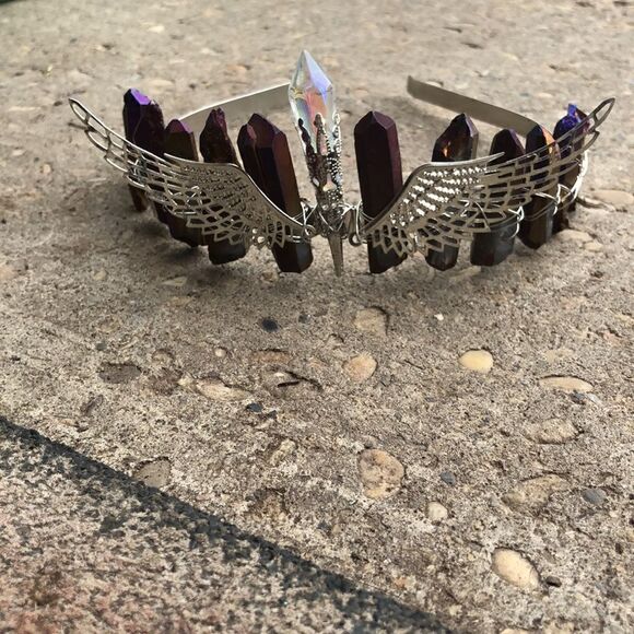 Angel Wings Black Titanium Kyanite Goddess Crystal Crown - Picture 3 of 4